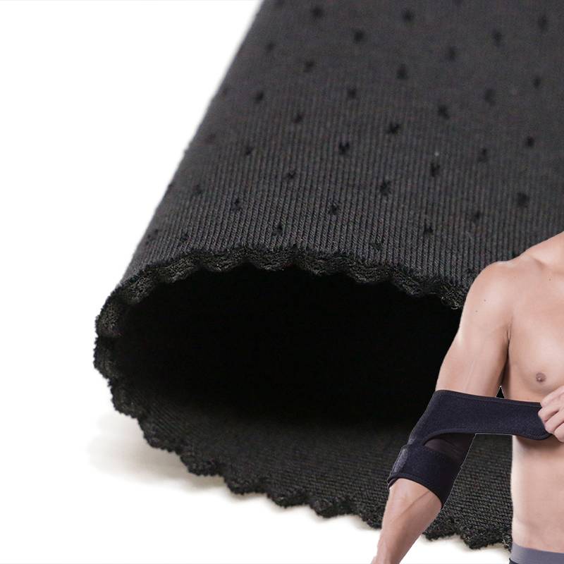 Customized High Quality Punched Black Cotton + Punched Sbr + Black Nylon 4way Stretch Fabric For Kneecap